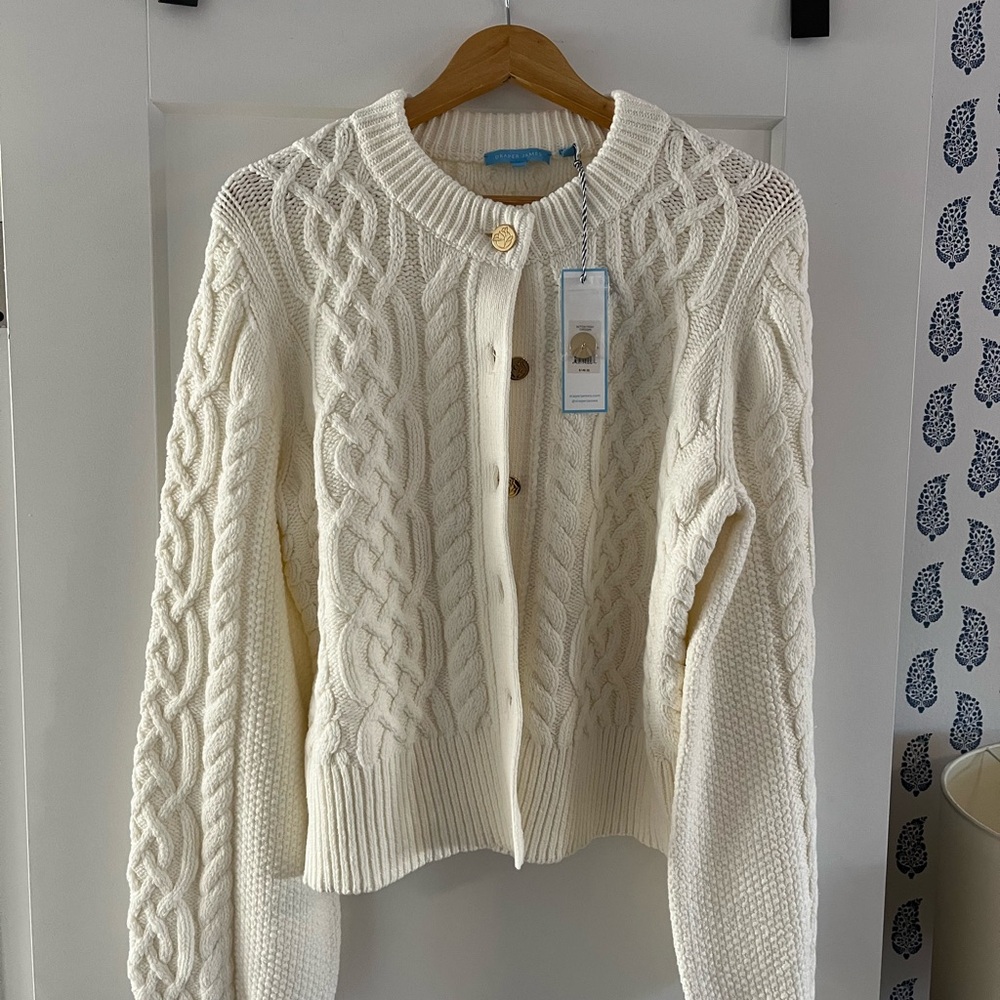 NWT: Draper James Cable Knit Cardigan in Cotton (size XL)